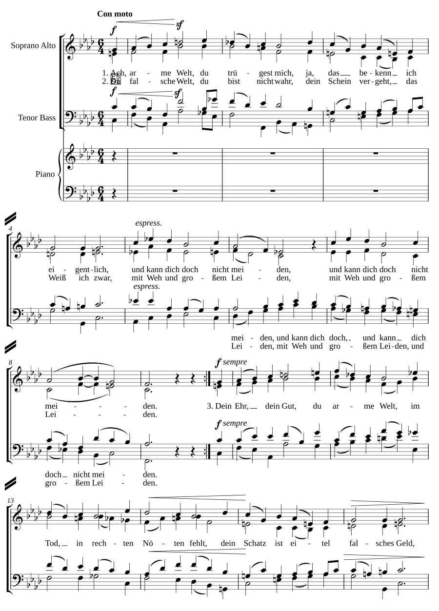 Ах, бедный мир, соч. 110, № 2 (Ach, arme Welt, Op. 110, No. 2)