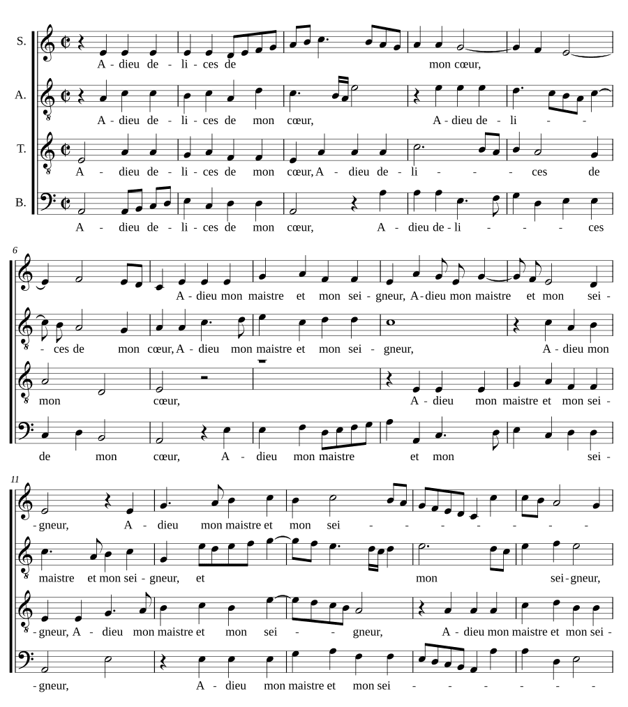 Прощай, наслаждения моего сердца (Adieu délices de mon coeur)