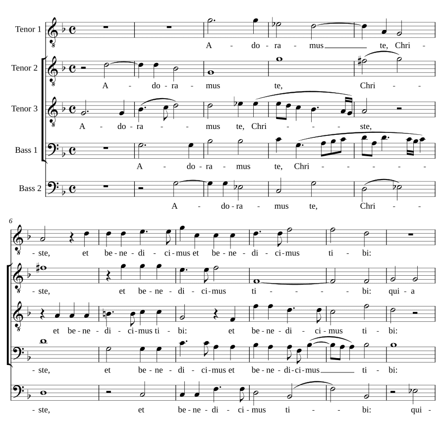 Поклоняемся Тебе, Христе, на 5 голосов (Adoramus te, Christe a 5)