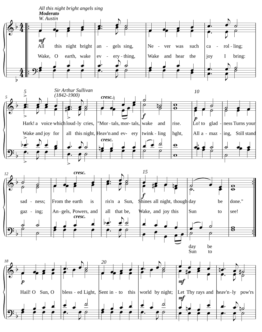 В эту ночь яркие ангелы поют (All this night bright angels sing)