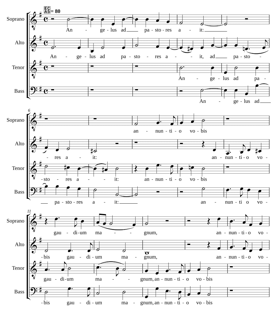 Ангел сказал пастухам a 4 (Angelus ad pastores ait a 4)
