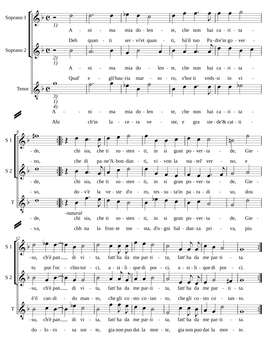 Душа моя страдающая (Anima mia dolente)