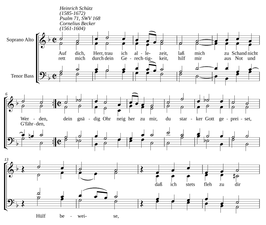 На Тебя, Господи, уповаю всегда, SWV 168 (Auf dich, Herr, trau ich alle Zeit, SWV 168)