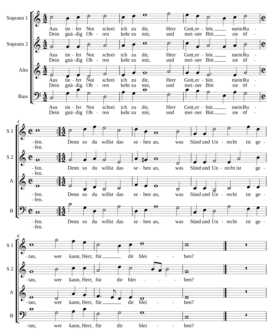 Из глубины взываю, 4 голоса (Aus tiefer Not schrei ich zu dir(2) 4vv-2)
