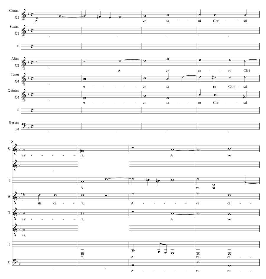 Приветствуй, плоть Христова, здравствуй, тело Иисуса Христа а 6 (Ave caro Christi, Salve corpus Jesu Christi a 6)