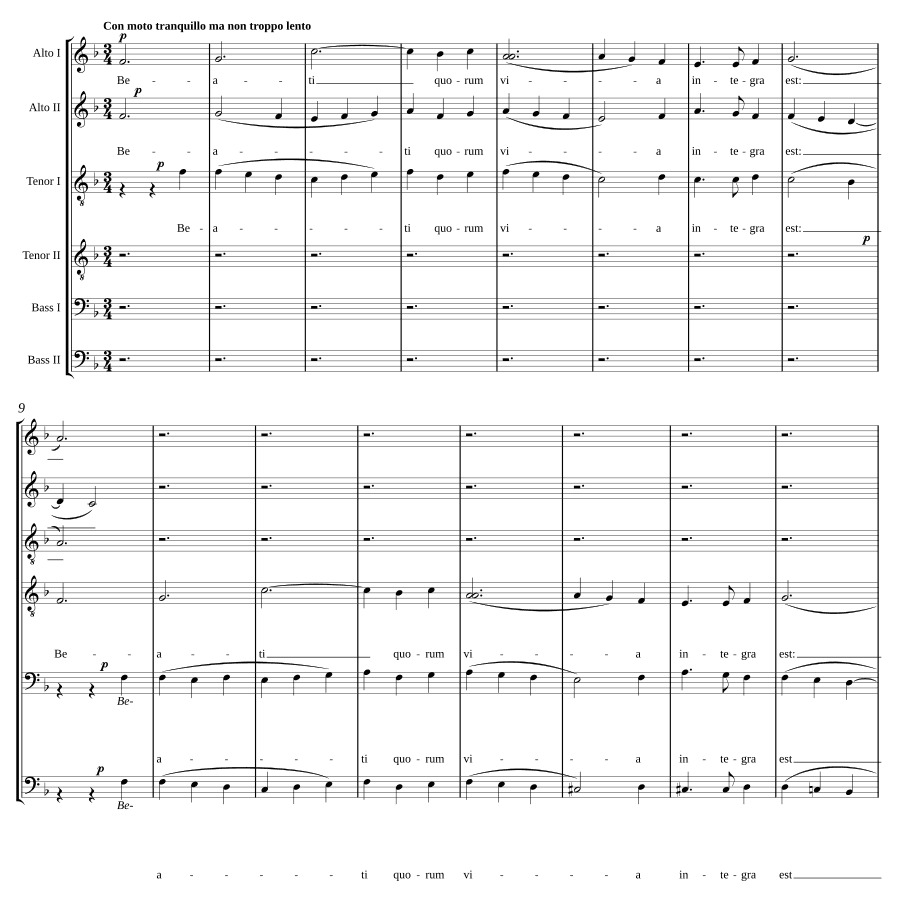Блаженны, чей путь (Beati quorum via). Песня, соч. 38, № 3