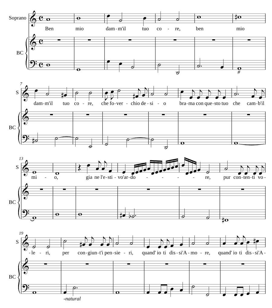 Мой милый, дай мне своё сердце (Ben mio, dammi il tuo core)
