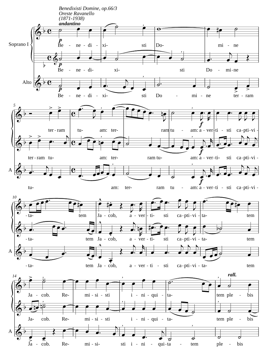 Ты благословил, Господи, соч. 66 № 3 (Benedixisti Domine, op. 66/3)