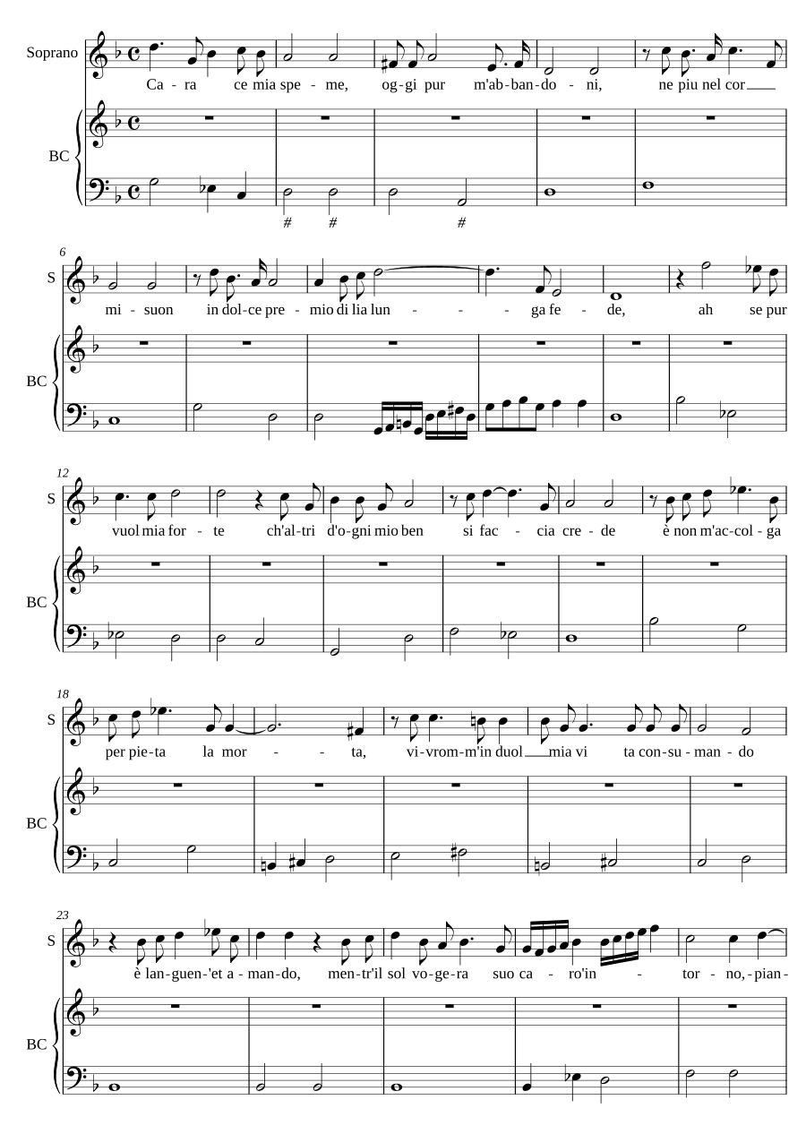 Дорогая, сладкая моя надежда (Cara dolce mia speme)