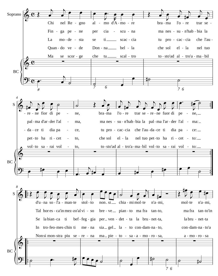 Кто в царстве милом любви (Chi nel regno almo d'Amore)