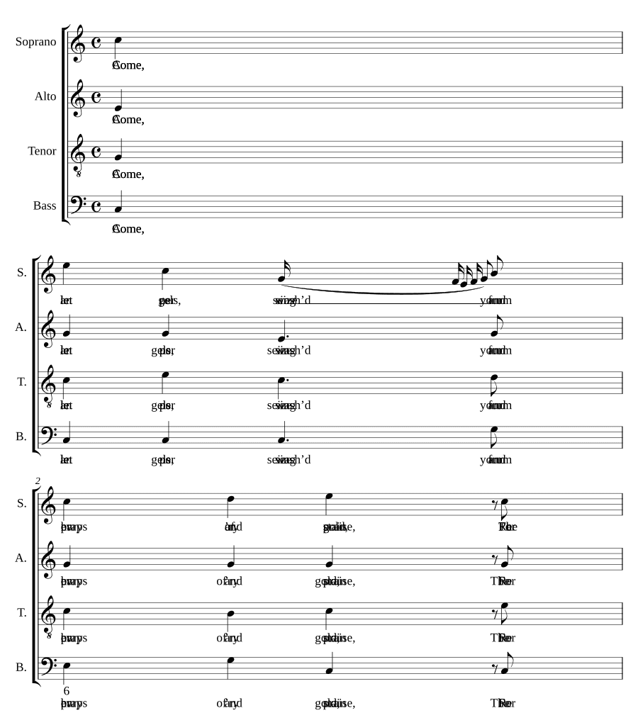 Приди, ангелы, возьмите свои золотые арфы (Come, angels, seize your harps of gold)