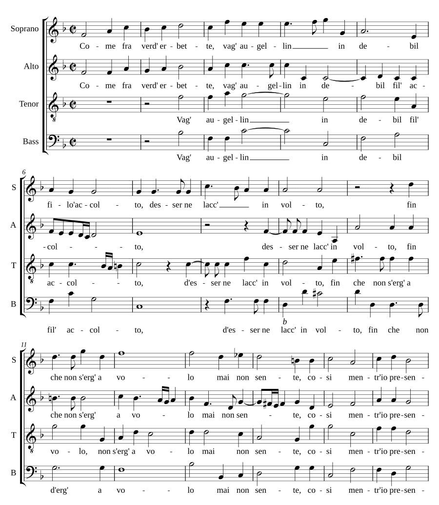 Пойдем среди зеленой травы (Come fra verd'erbette). Маддалена Казулана