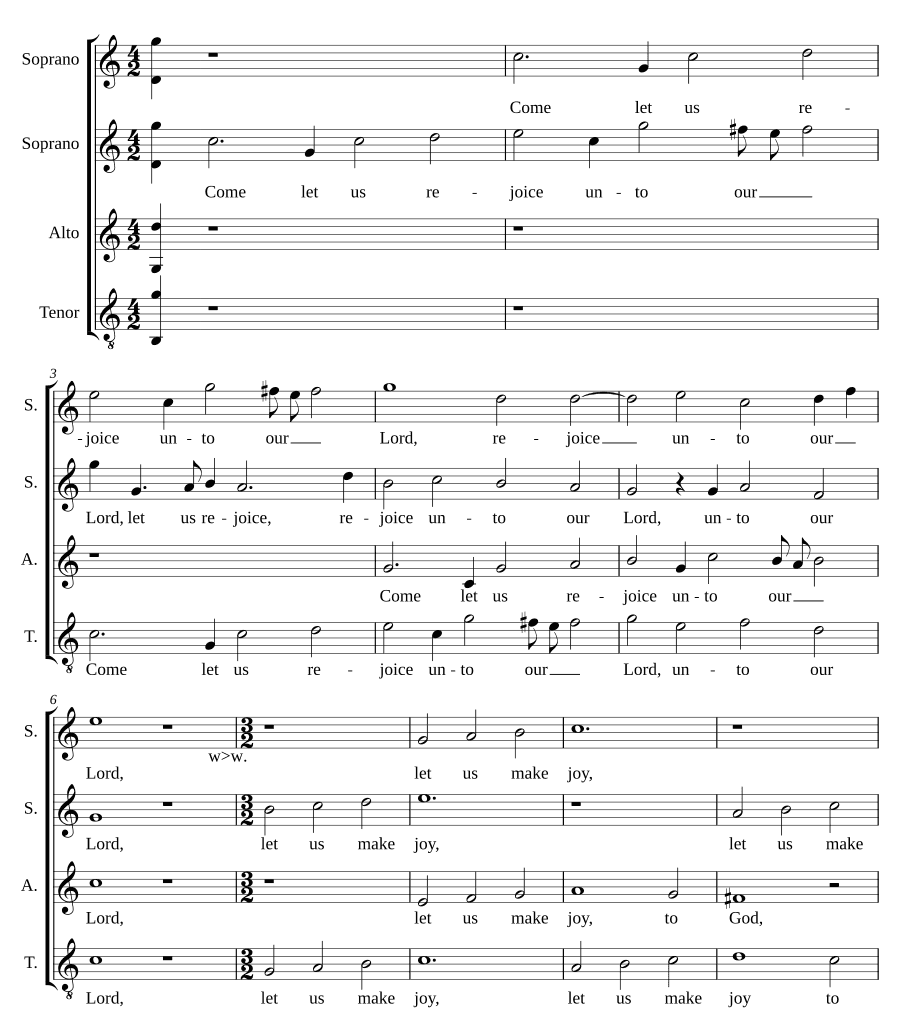 Пойдем, возрадуемся Господу нашему (Come let us rejoice unto our Lord). Уильям Бёрд