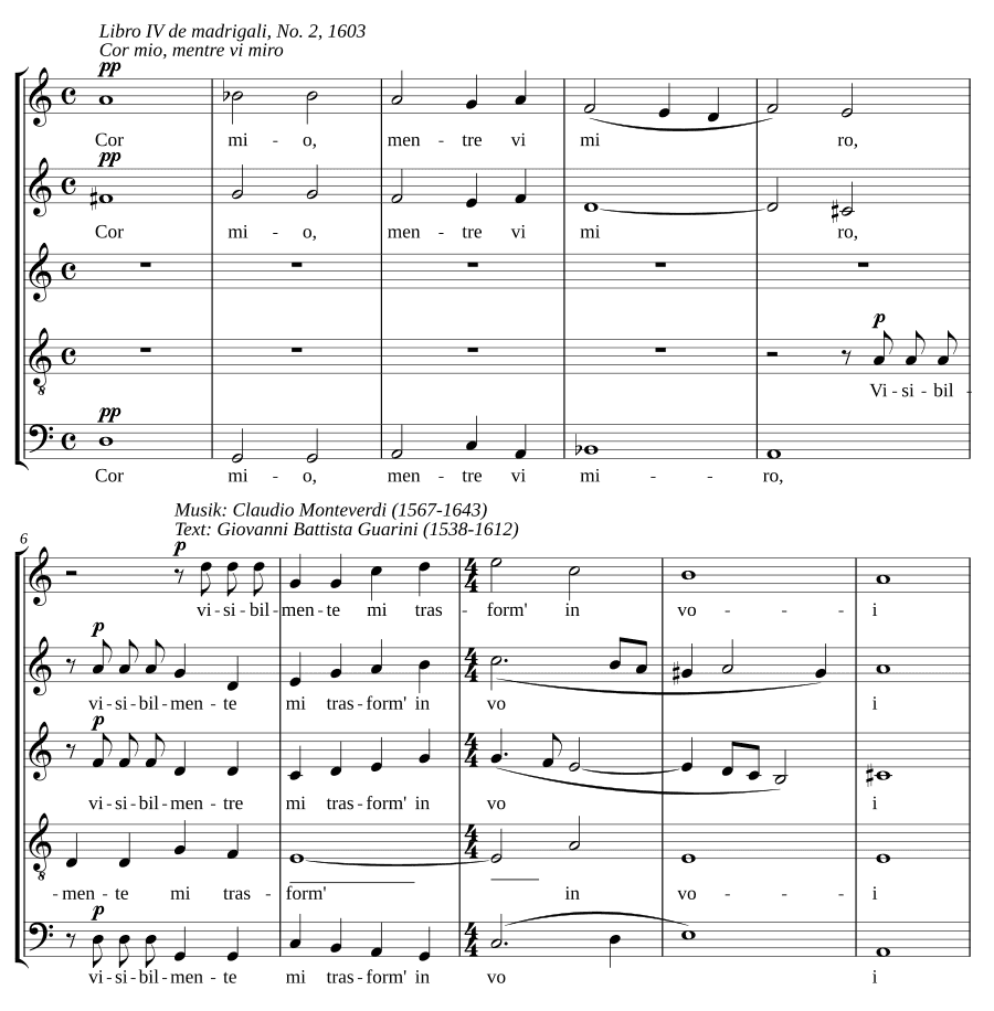 О сердце мое, глядя на тебя (Cor mio, mentre vi miro)