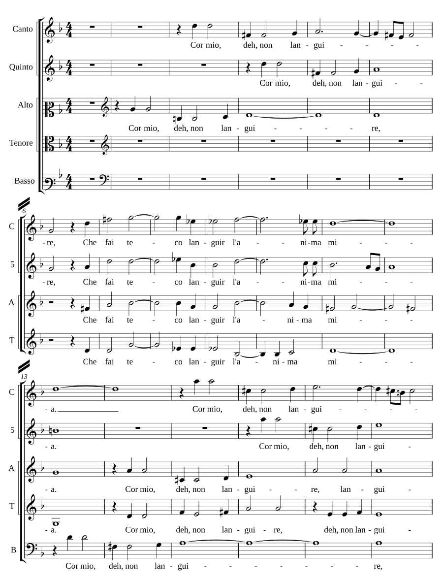 Моё сердце, не вянь (Cor mio deh non languire)