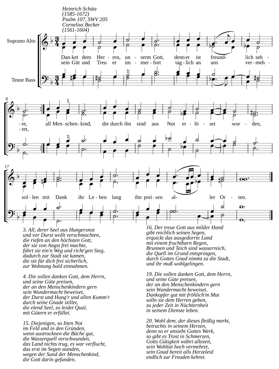 Благодарите Господа, Бога нашего, SWV 205 (Danket dem Herren, unserm Gott, SWV 205)