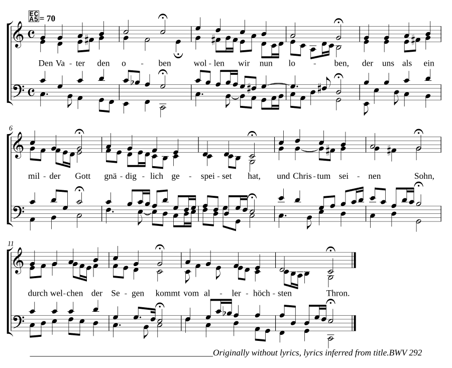 Отцу там наверху (Den Vater dort oben). BWV 292