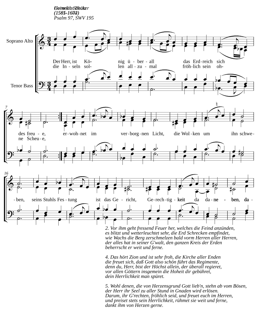Господь — царь повсюду, SWV 195 (Der Herr ist König überall, SWV 195)