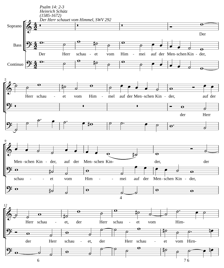 Господь смотрит с неба на детей человеческих (Der Herr schauet vom Himmel auf der Menschen Kinder, SWV 292)