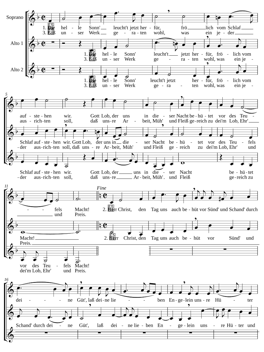 Яркое солнце светит теперь (Die helle Sonn' leucht't jetzt herfür)