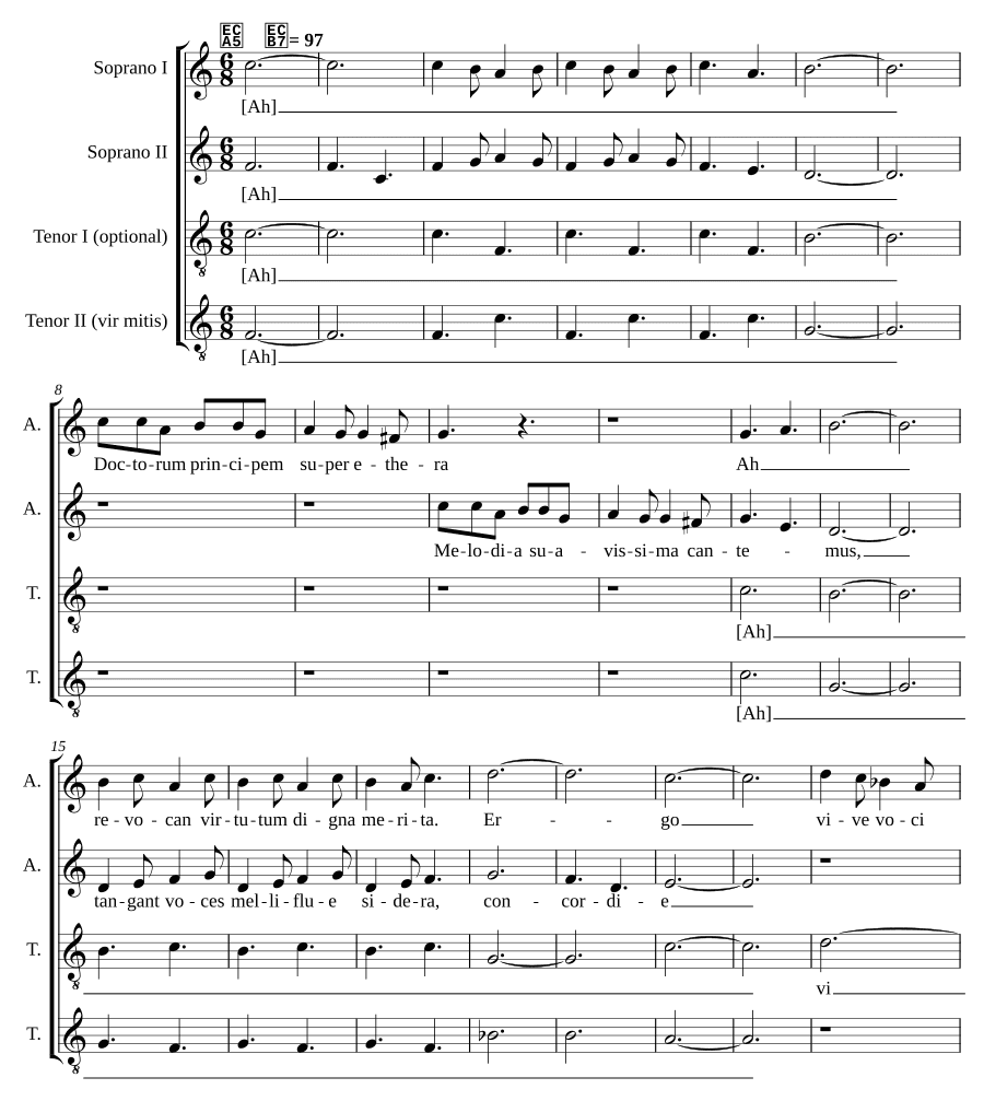 Принцип докторов — самая сладкая мелодия — кроткий человек (Doctorum principem - Melodia suavissima - Vir mitis)