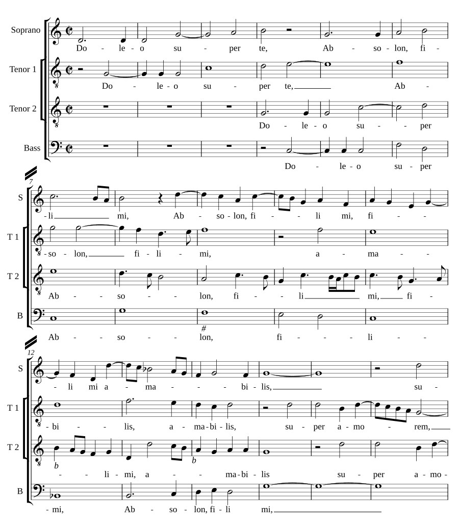 Скорблю о тебе, Авсалон (Doleo super te, Absolon)