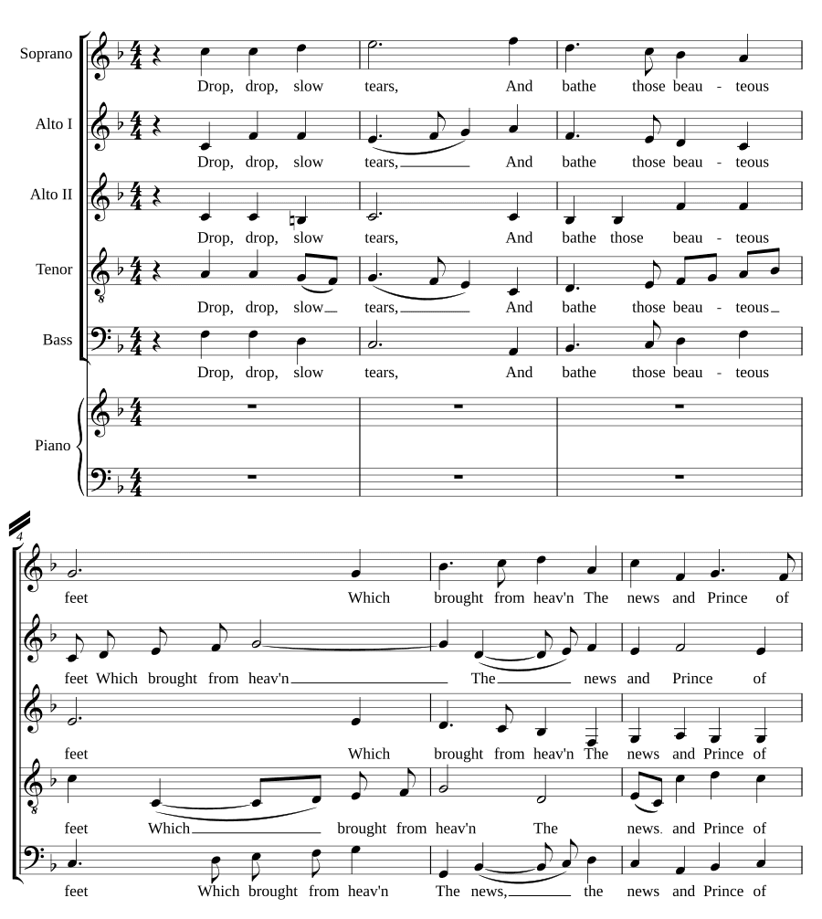 Падай, падай, медленные слезы a 5 (Drop, drop, slow tears a 5)
