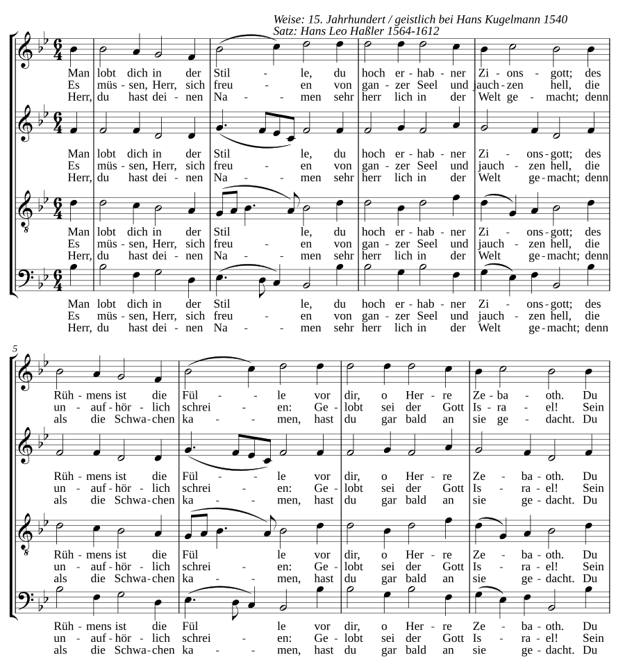 Тебя хвалят в тишине (Man lobt dich in der Stille)