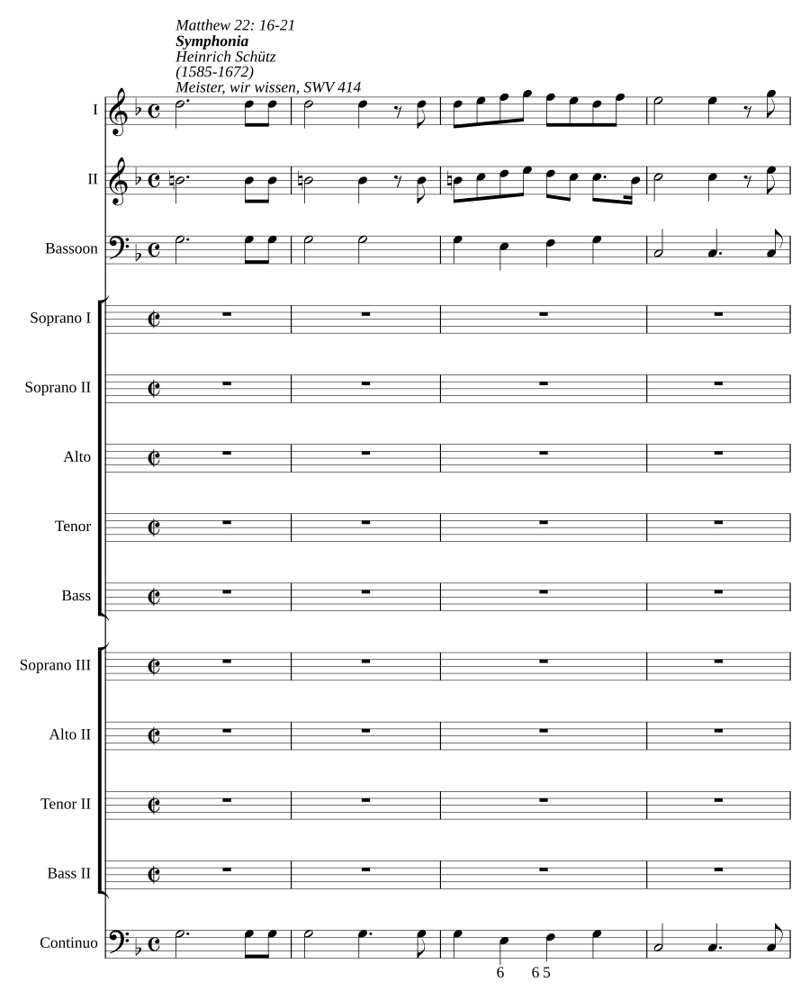 Учитель, мы знаем, что Ты истинный (Meister, wir wissen, dass du wahrhaftig bist, SWV 414). Для вокала