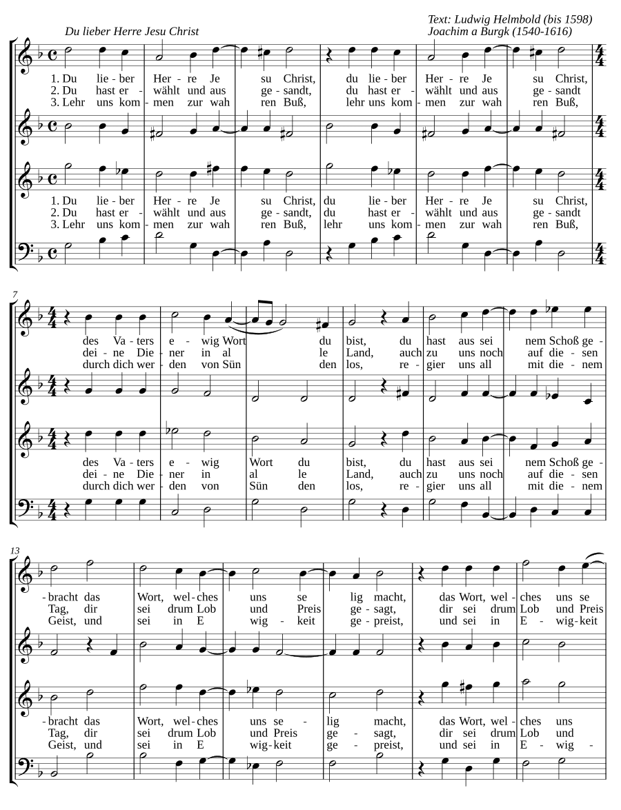 Ты, дорогой Господь Иисус Христос (Du lieber Herre Jesu Christ)