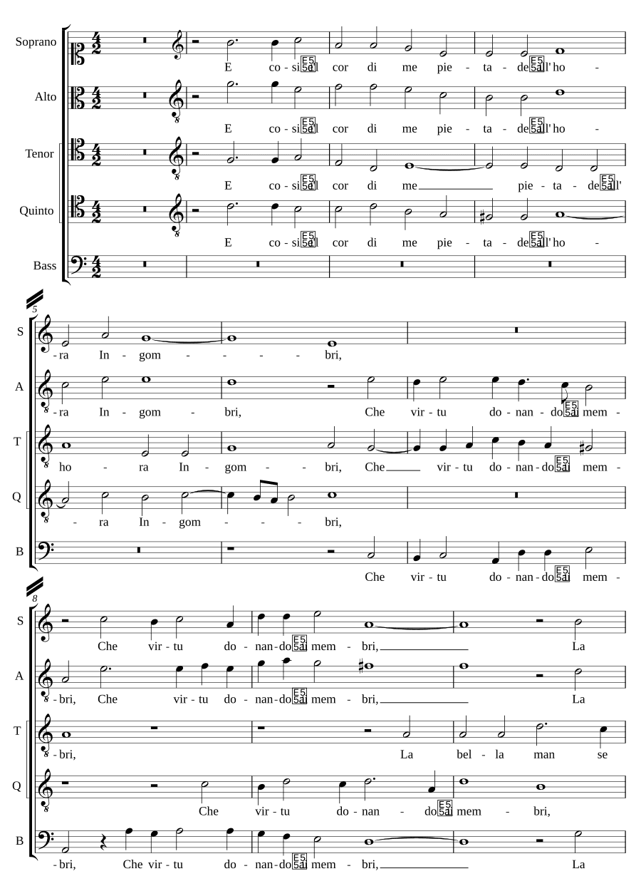 И таково сердце моей жалости (E cosi e'l cor di me pietade)