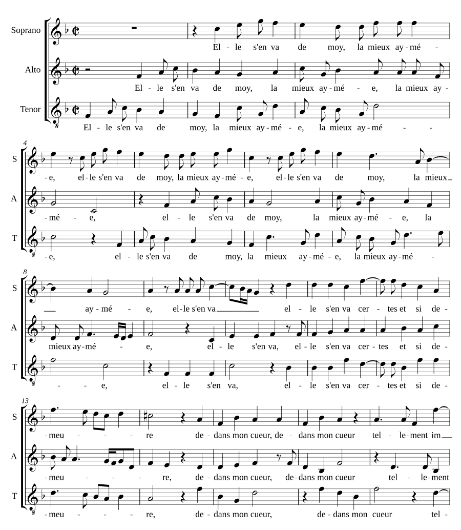 Она уходит от меня (Elle s'en va de moy)