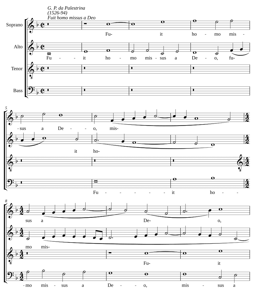 Был послан человек от Бога, для 4 голосов (Fuit homo missus a Deo a 4)