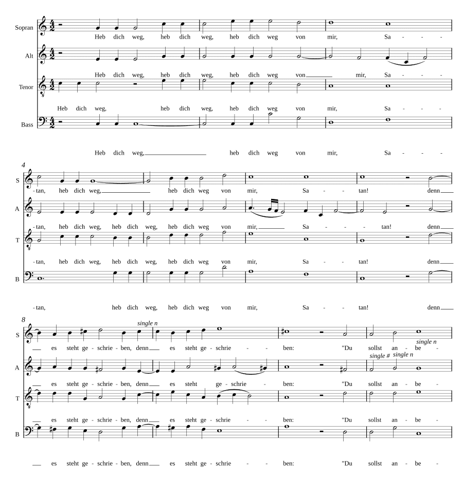 Уйди от меня, Сатана (Heb dich weg von mir, Satan)