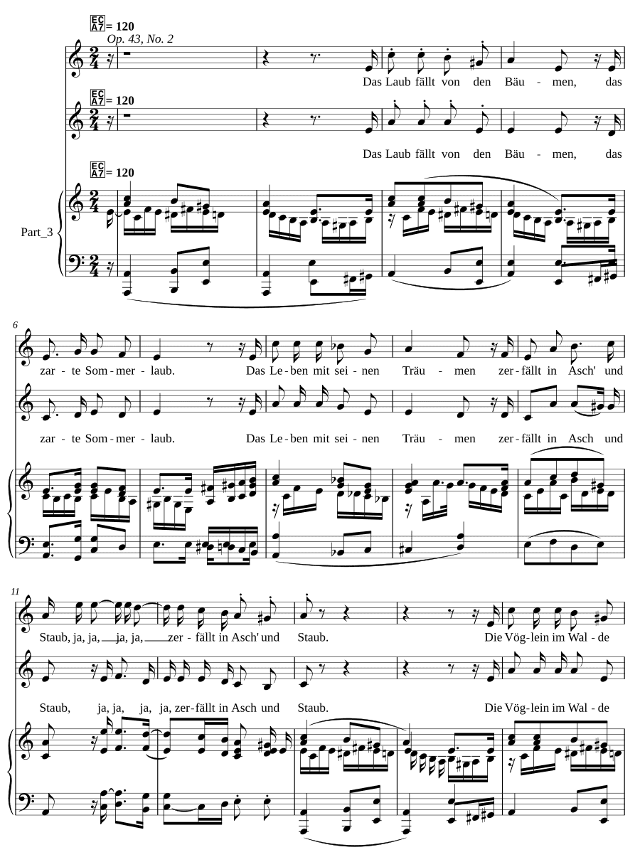 Осенняя песня, соч. 43, № 2 (Herbstlied, Op. 43, No. 2)
