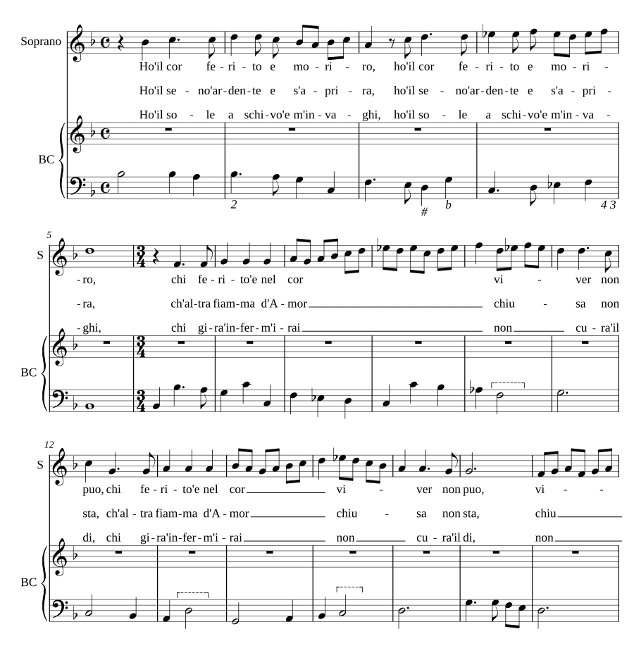 У меня сердце ранено, и я умру (Ho il cor ferito e moriro)