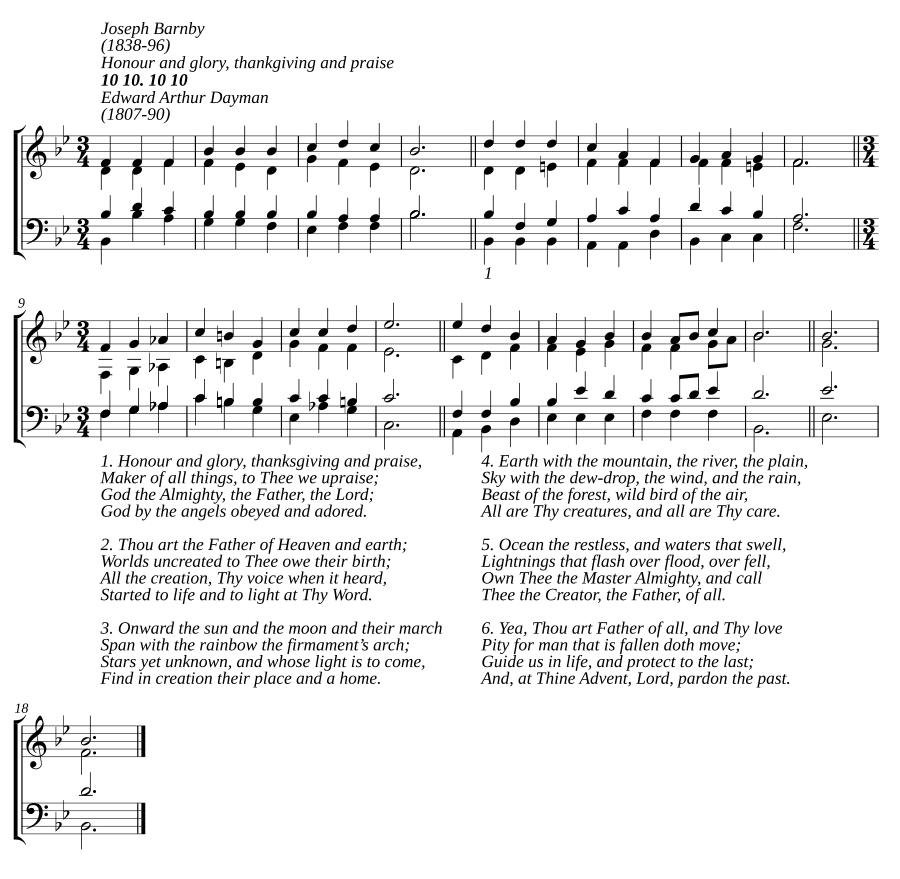Честь и слава, благодарение и хвала (Honour and glory, thanksgiving and praise)
