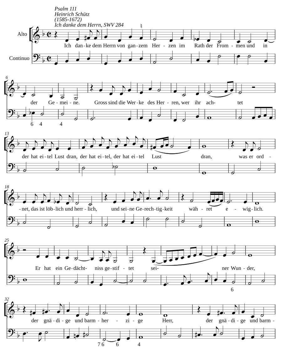 Благодарю Господа всем сердцем, SWV 284 (Ich danke dem Herrn von ganzem Herzen, SWV 284)