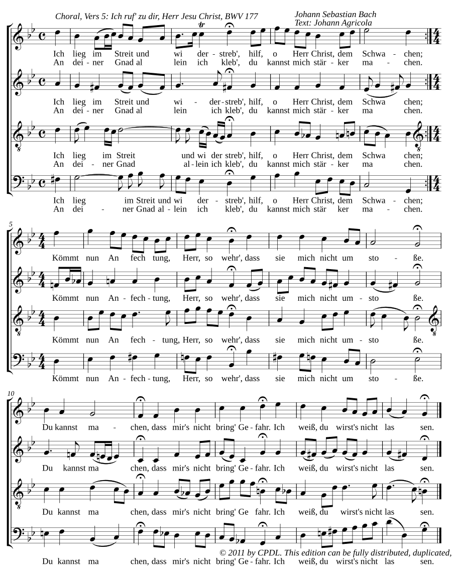 К Тебе взываю, Господи Иисусе Христе, BWV 177 (Ich ruf' zu dir, Herr Jesu Christ, BWV 177)