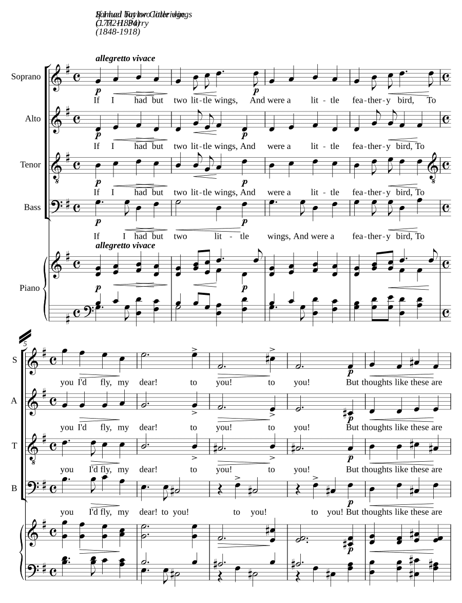 Если бы у меня было два маленьких крыла (If I had but two little wings)