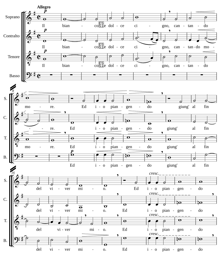 Белый и нежный лебедь (Il bianco e dolce cigno)