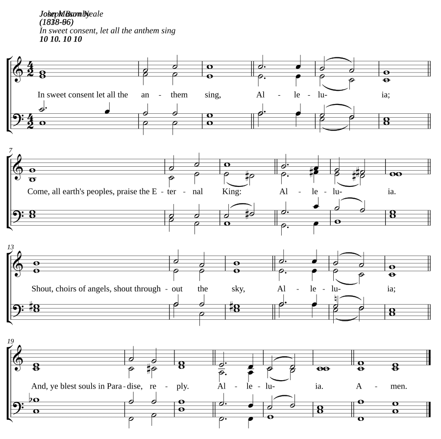 В сладком согласии пусть поёт весь гимн (In sweet consent, let all the anthem sing)