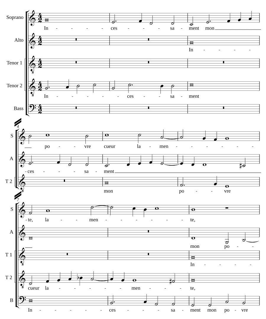 Постоянно, моё бедное сердце жалуется (Incessament mon povre cueur lamente)