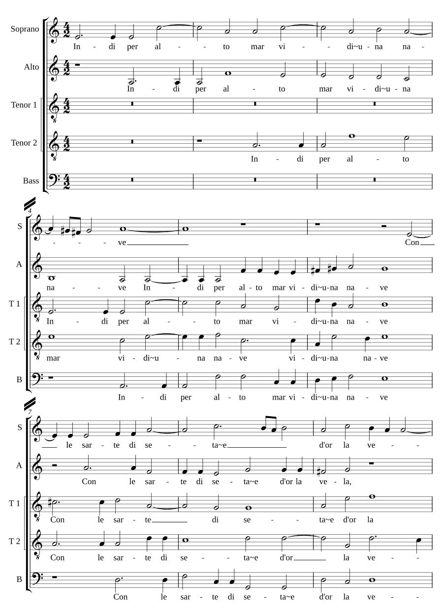 Через высокое море (Indi per alto mar)