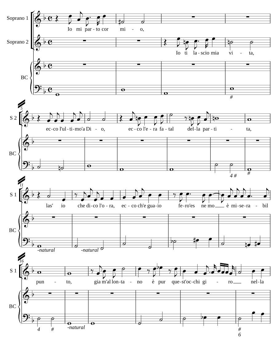 Я ухожу, сердце моё (Io mi parto cor mio)