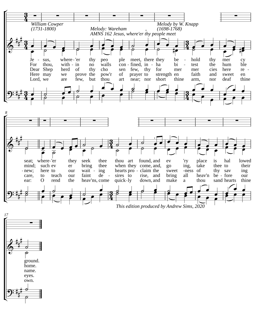 Иисус, где бы ни собирались твои люди (Jesus, where'er thy people meet)