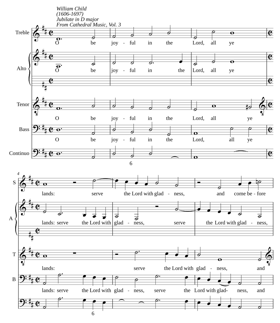 Радуйтесь в ре мажоре (Jubilate in D major). Уильям Чайлд. Вокал