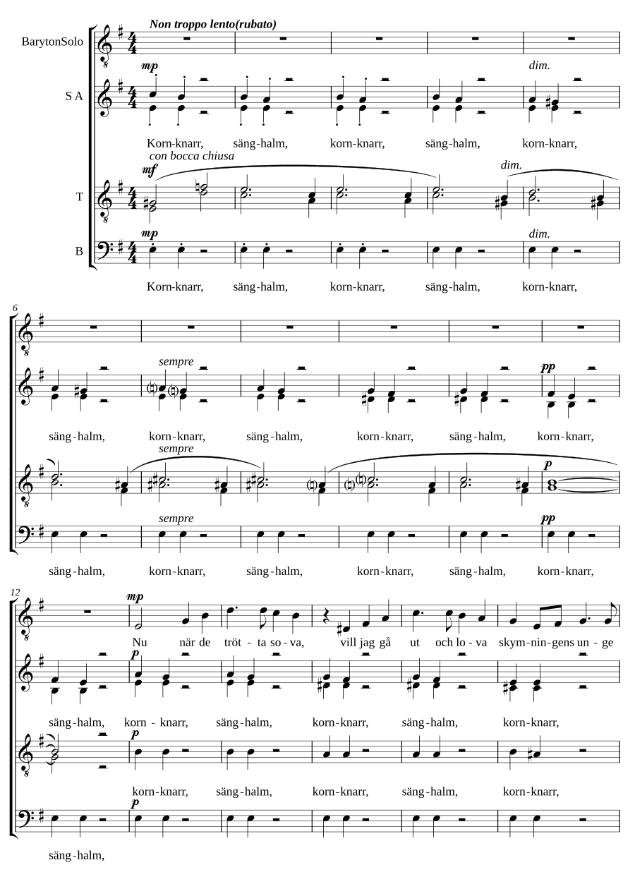 Кукушка, поющий тростник (Kornknarr, sänghalm)