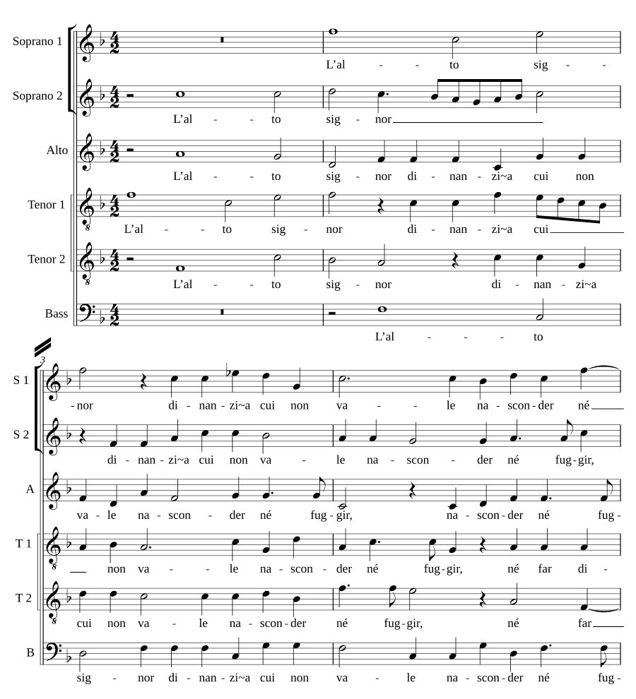 Альто, господин, перед которым нет силы (L'alto signor dinanzi a cui non vale)