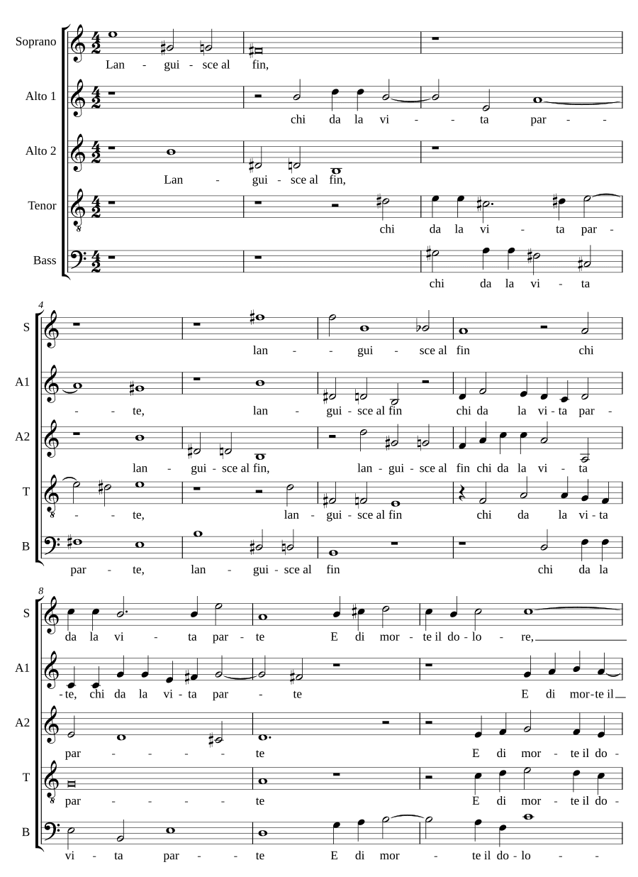Истощается в конце тот, кто уходит из жизни (Languisce al fin chi da la vita parte)